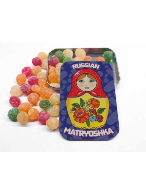 Монпансье «Матрешка «Желтая» в металлической баночке