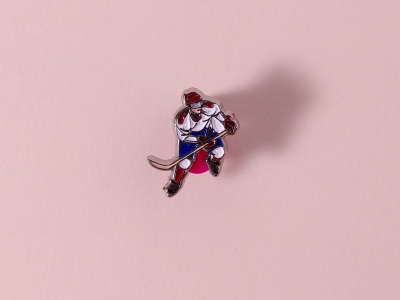 Значок металлический с эмалью «Хоккеист»