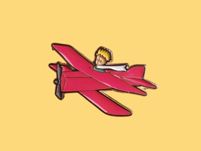 Значок эмалированный «Маленький принц. Самолёт»