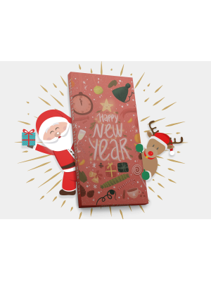 Шоколадная плитка «Happy New Year» (Новый год), 100гр, молочный