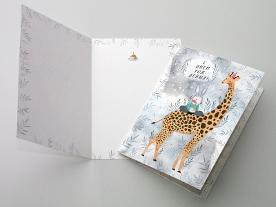 Поздравительная открытки «С днем рождения!» Жирафик