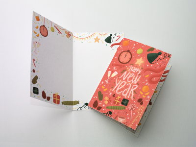 Открытка поздравительная - «Happy new year»