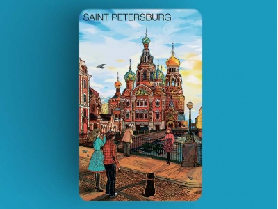 Магнит на холодильник «храм Спас на Крови», коллекция Романтический Петербург