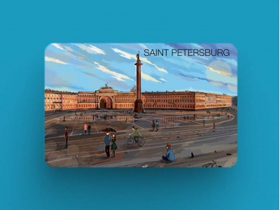 Магнит на холодильник «Александрийская колонна, Эрмитаж и Дворцовая площадь», коллекция Романтический Петербург