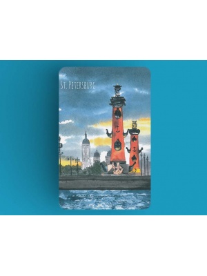 Магнит на холодильник «Ростральные колонны», акварель