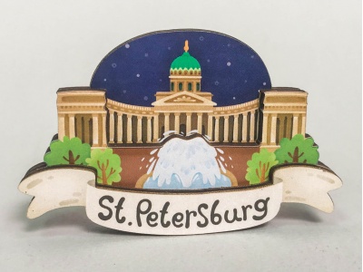 Магнит на холодильник 3D из дерева «Казанский собор». Санкт-Петербург