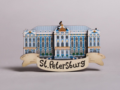 Магнит на холодильник 3D из дерева «Царское село», Петербург, объемный