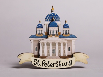 Магнит на холодильник 3D из дерева «Троицкий собор»