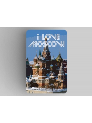 Магнит на холодильник I love Moscow «Храм Василия Блаженного зимой»