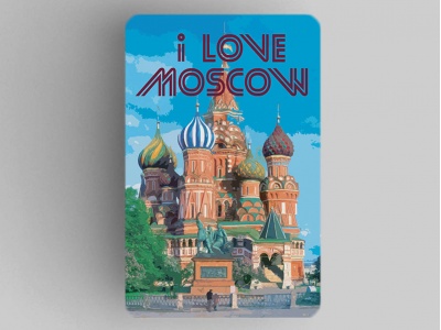 Магнит на холодильник I love Moscow «Храм Василия Блаженного летом»