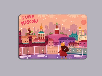 Магнит на холодильник «I love Moscow» - панорама с крыши Детского мира