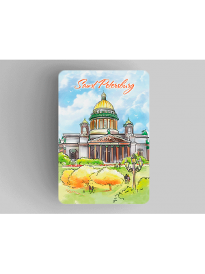 Магнит на холодильник «Исаакиевский собор», Петербург, акварель