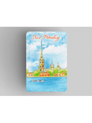 Магнит на холодильник «Петропавловская крепость», Петербург, акварель