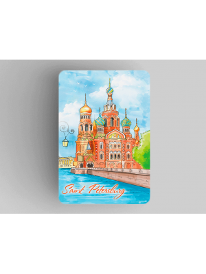 Магнит на холодильник «храм Спас на Крови», Петербург, акварель