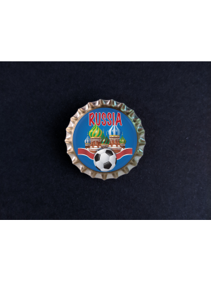 Пробка магнит сувенирная «Russia», храм, мяч, синий фон