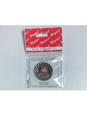 Пробка магнит сувенирная «Russian matryoshka» красно-желтая