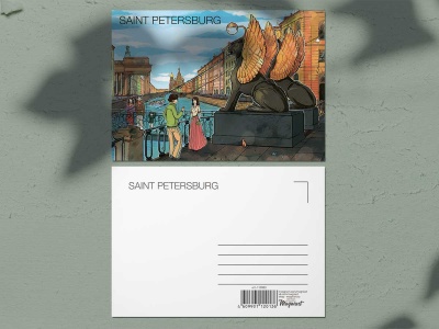 Почтовая открытка «Банковский мост, вид на Казанский собор и Дом Зингера», Петербург