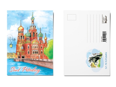 Почтовая открытка «Спас на Крови», Петербург, Акварель