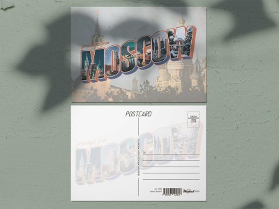 Почтовая открытка «Moscow, Кремль и Храм Василия Блаженного», Москва