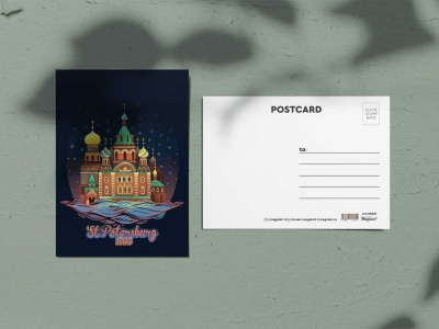 Почтовая открытка Спас на крови. Ночь