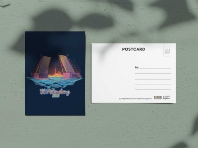 Почтовая открытка «Дворцовый мост. Ночь»