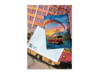 Открытка Трамвай - 1 маршрут