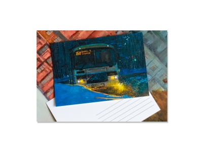 Открытка "В свете фар"