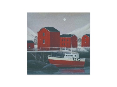 Открытка Красные домики у причала