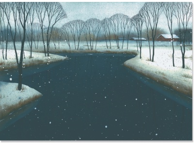 Открытка Зимний ручей