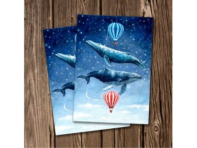 Почтовая открытка «Киты»