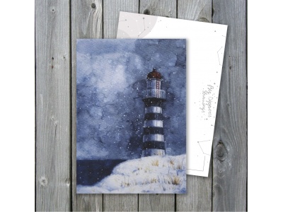Почтовая открытка «Маяк. Зима»