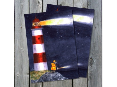 Почтовая открытка «Маяк и Выдра»