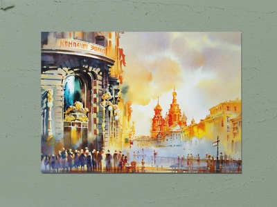 Почтовая открытка «Дом Зингера» Художника О. Литвиненко.