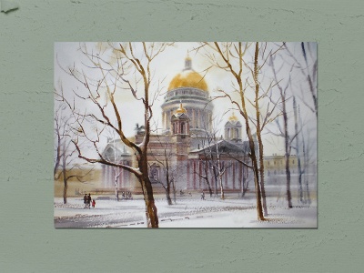 Почтовая открытка «Исаакиевский собор» Художника  К. Кузема.