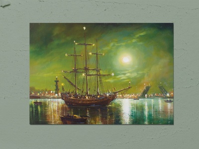 Почтовая открытка «Ночь на Неве» Художника В.Куликов.