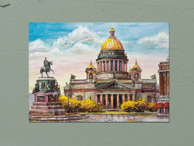 Почтовая открытка «Исаакиевская площадь. Осень» Художника  Т. Юмадилова