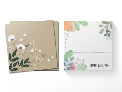 Открытка квадратная Лютики и хлопок