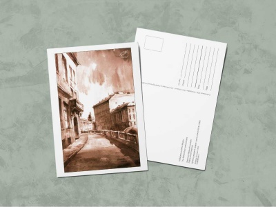 Почтовая открытка «Набережная реки Мойки», сепия. Ирина Есиневич