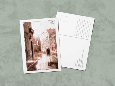 Почтовая открытка «Мойка 12», сепия. Ирина Есиневич