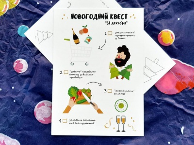 Новогодняя почтовая открытка  «Новогодний Квест»