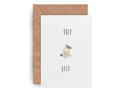 Почтовая открытка «Pug Love»