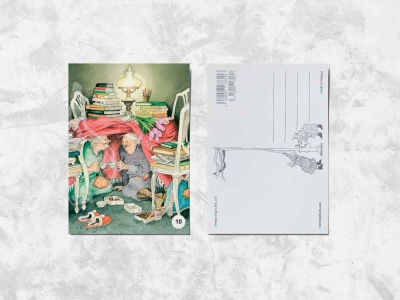 Почтовая открытка «Весёлые бабушки и чаепитие»