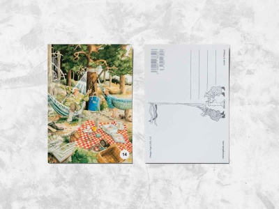 Почтовая открытка «Весёлые бабушки качаются на гамаках»