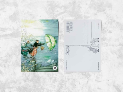 Почтовая открытка «Весёлые бабушки катаются на коньках»