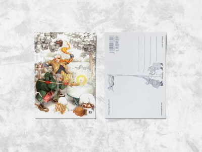 Почтовая открытка «Весёлые бабушки радуются первому снегу»