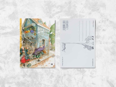 Почтовая открытка «Весёлые бабушки машут тростями»