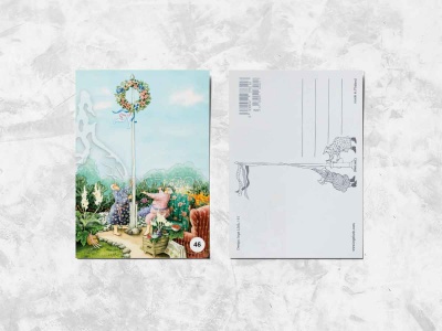 Почтовая открытка «Весёлые бабушки и венок»