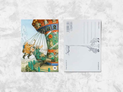 Почтовая открытка «Весёлые бабушки катаются на карусели»