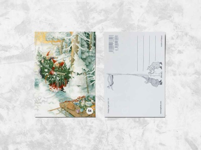 Почтовая открытка «Весёлые бабушки несут елку»