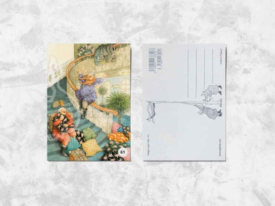 Почтовая открытка «Весёлые бабушки скатываются по лестнице»